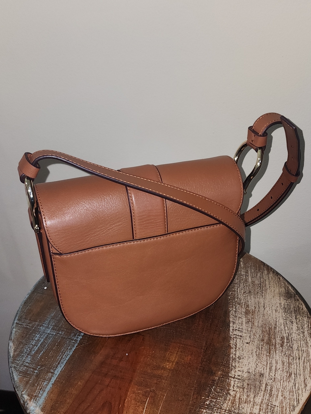 Cole Haan Brown Caramel Leather Signature Crossbody Purse Gold Hardware - Picture 5 of 16